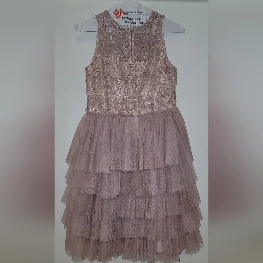 **NWT* Badgley Mischka Big Girl's Maxi Fit-&-Flare Dress - Blush - Size 16 - Picture 7 of 12